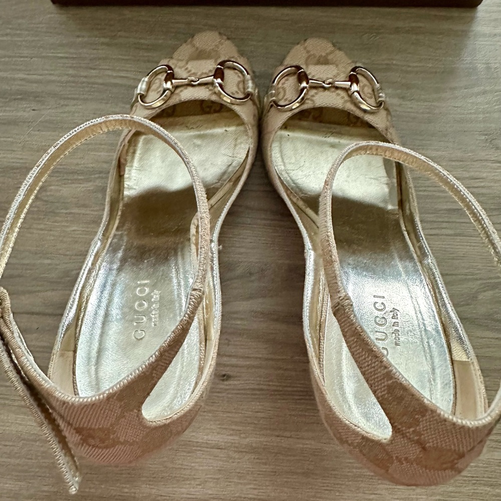 Gucci Women's Tan Peep-Toe Heels - Picture 5 of 7